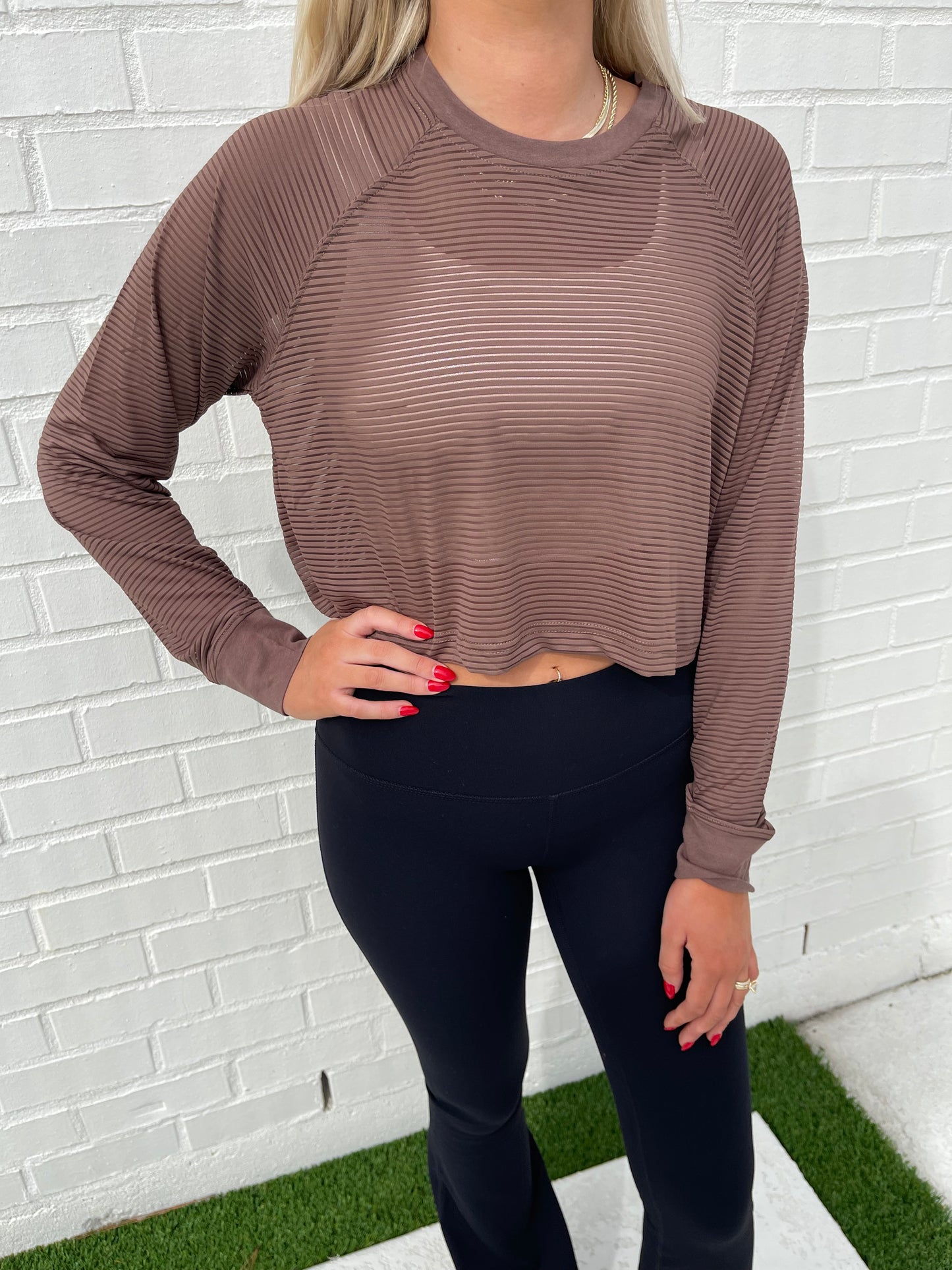 Mesh Long Sleeve Crop